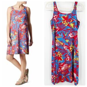 Columbia Womens PFG Freezer III Tropical Floral Active Outdoor Dress‎ Size S Red